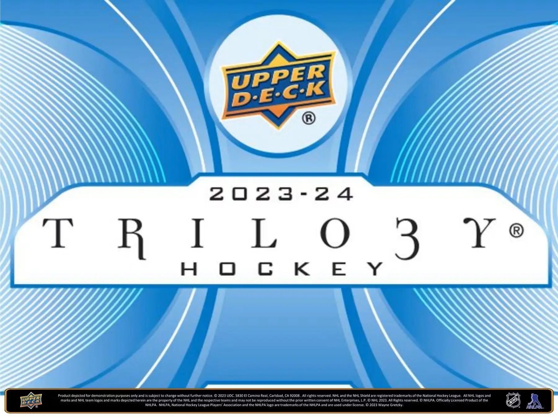 2023-24 Upper Deck Trilogy Hockey Hobby Box with base set and auto parallel cards