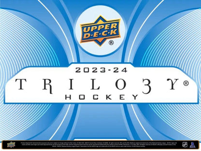 2023-24 Upper Deck Trilogy Hockey Hobby Box with base set and auto parallel cards