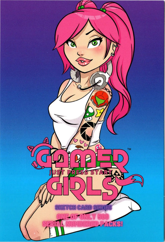 5finity Gamer Girls sketch card featuring artwork by Christopher Foulkes and Limuel Pinzon