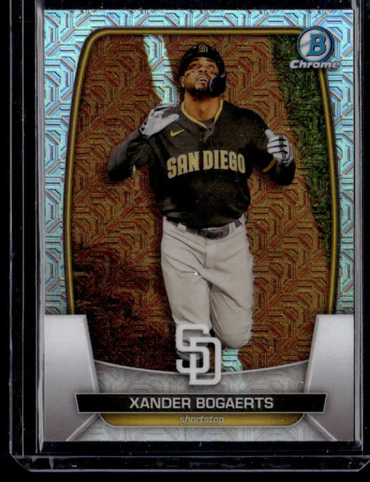 Xander Bogaerts Mojo Refractors baseball card in San Diego Padres brown uniform