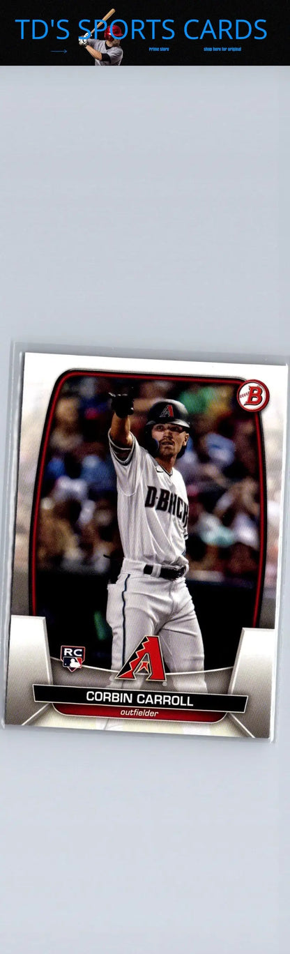 2023 Bowman Corbin Carroll baseball card featuring Corbin Carroll in a collectible product