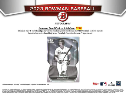 2023 Bowman Baseball Hobby Box featuring gold, red, and superfractor parallels