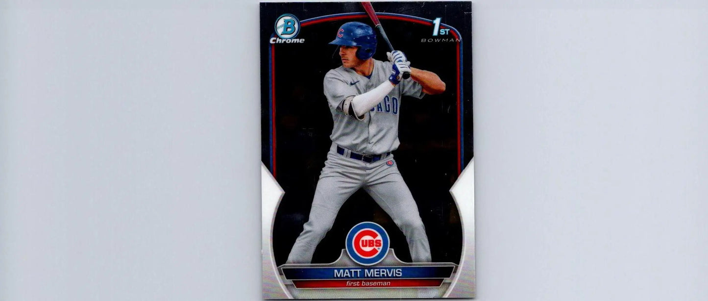 Matt Mervis baseball card from 2023 Bowman #BCP-74 Matt Mervis Chrome Prospects