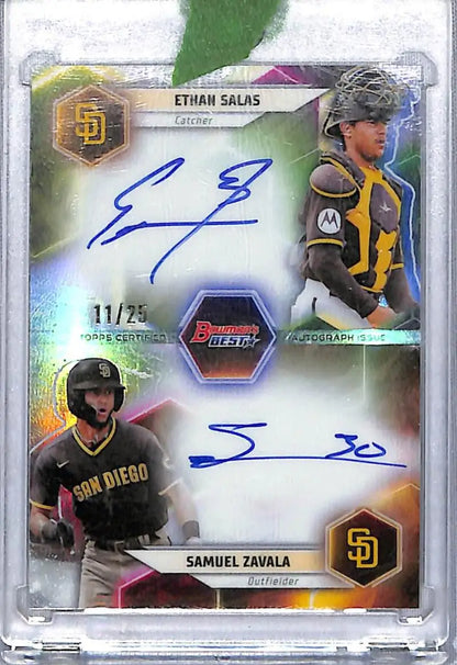 Autographed Bowman Best dual player baseball card featuring Ethan Salas and Samuel Zavala
