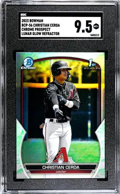 Graded Bowman Christian Cerda Lunar Glow Refractor trading card SGC 9.5