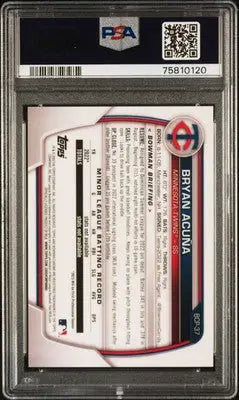Graded Bowman Chrome Prospects Bryan Acuna baseball card in PSA 8 condition