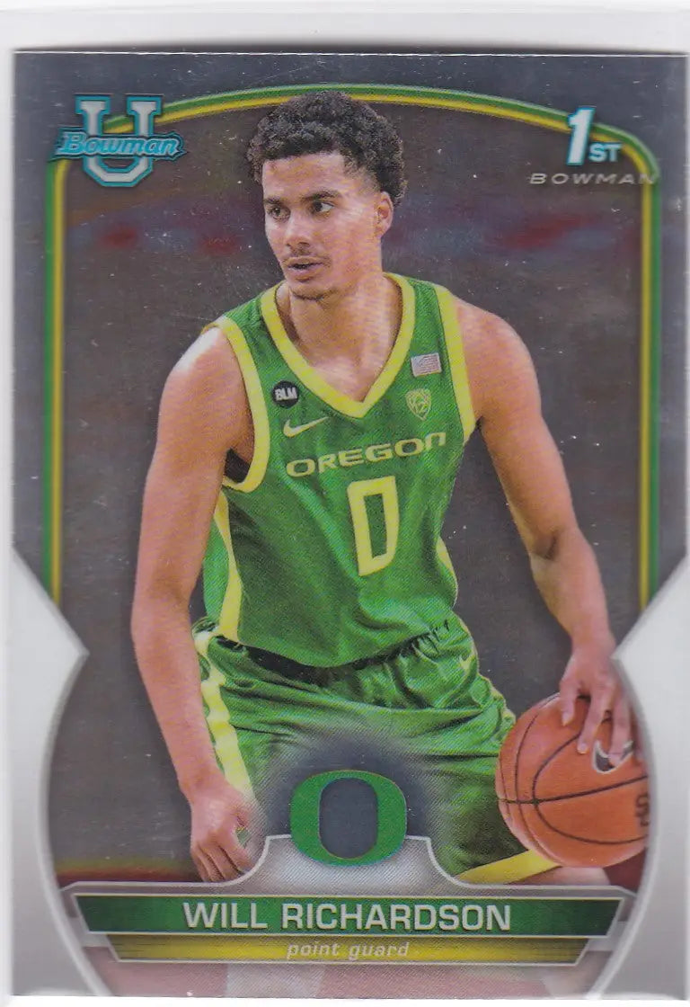 Basketball trading card of Will Richardson, 1st Bowman Oregon, from Bowman Chrome University