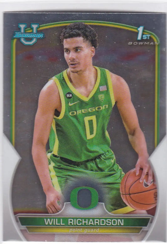 Basketball trading card of Will Richardson, 1st Bowman Oregon, from Bowman Chrome University