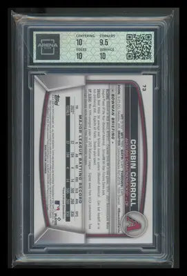 Graded Bowman Corbin Carroll Arena Club baseball card from 2023 Bowman Corbin collection