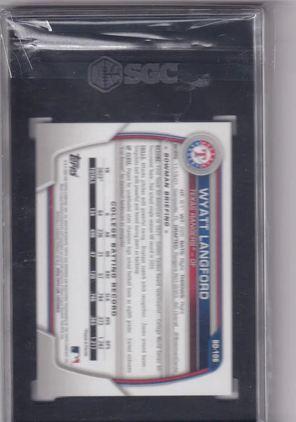 Graded Wyatt Langford SGC 10 baseball card from 2023 Bowman Draft - Texas Rangers