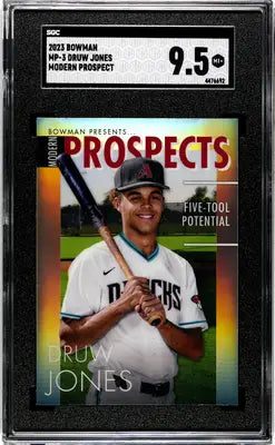 SGC-graded 2023 Bowman Druw Jones Modern Prospect baseball card front view