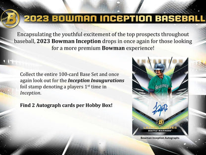 2023 Bowman Inception Baseball card with foilfractor parallel and dual relic inclusions