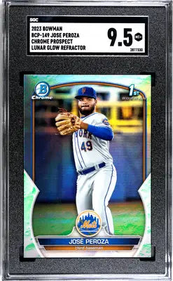 Graded Bowman Jose Peroza Lunar Glow Refractor baseball card SGC 9.5