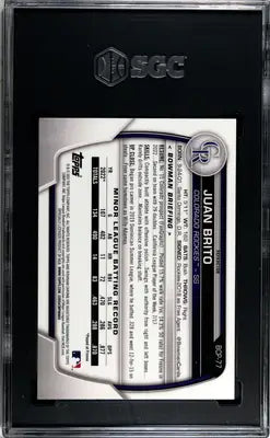 Graded Bowman Juan Brito baseball card 2023 Lunar Glow Refractor SGC 9.5