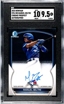 Graded 2023 Bowman Manuel Beltre Prospect Autographed Baseball Card SGC 9.5