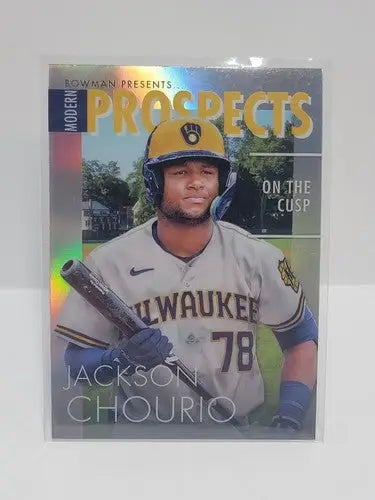 Jackson Chourio trading card from 2023 Bowman Modern Prospects series