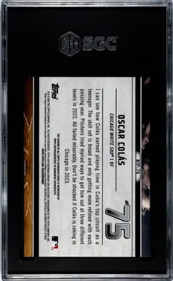 Graded Bowman Oscar Colas baseball trading card from 2023 Bowman Oscar Colas series