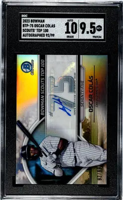 Graded Bowman Oscar Colas baseball trading card BTP-75 Scouts Top 100 SGC 9.5