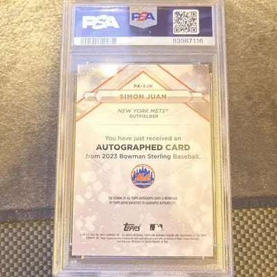 Graded Bowman Sterling Simon Juan baseball card from the New York Mets PSA 10