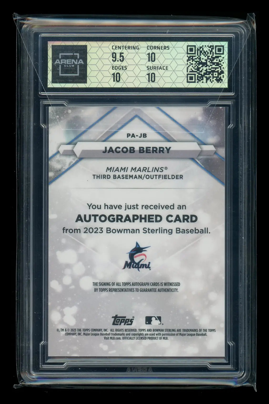 2023 Bowman Sterling Wave Ref Jacob Berry #PA-JB Checklist 005/125 Auto AC 10 - Sports Card