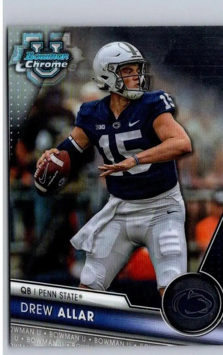 Drew Allar football card from 2023 Bowman University Chrome #113 product display