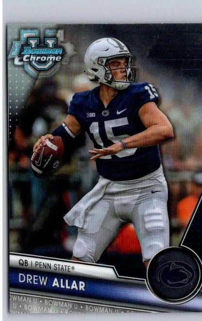 Drew Allar football card from 2023 Bowman University Chrome #113 product display
