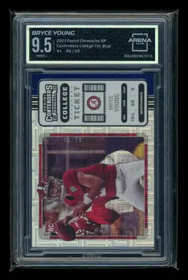 Graded Bryce Young football card from 2023 Chronicles Draft Picks Contenders Ticket Blue