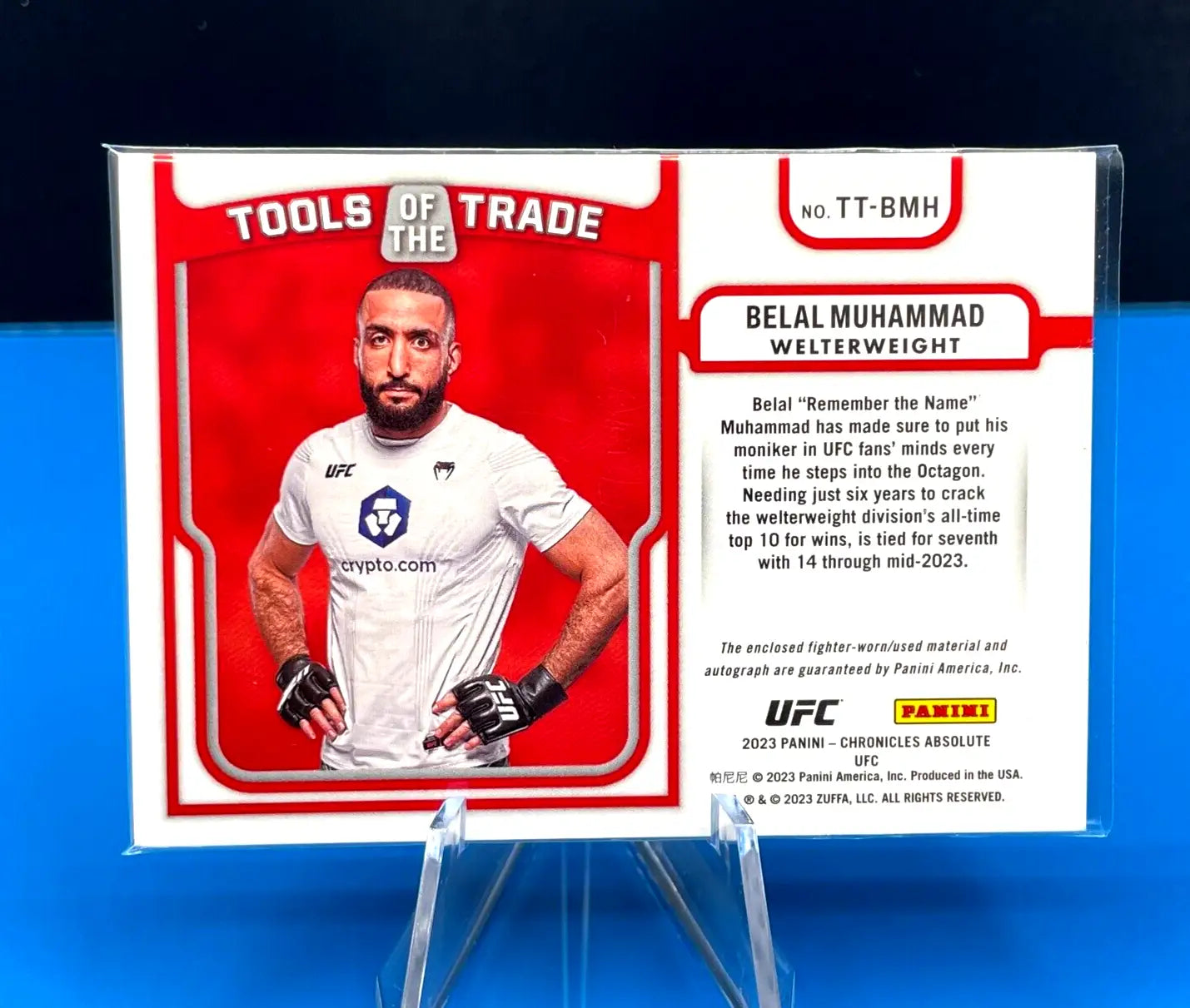 Belal Muhammad Panini Chronicles UFC trading card from 2023 Absolute Tools of the Trade