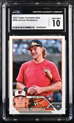 Graded Gunnar Henderson baseball card from 2023 Complete Sets Gunnar collection CGC 10