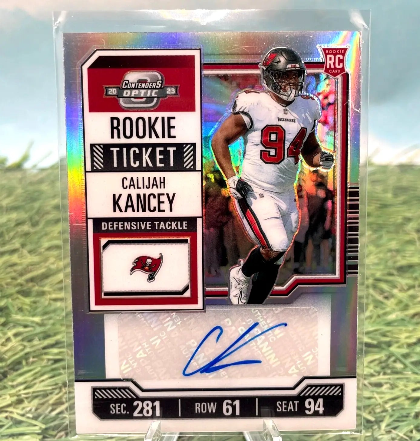 Calijah Kancey Silver Prizm Rookie Ticket Auto from 2023 Contenders Optic Buccaneers