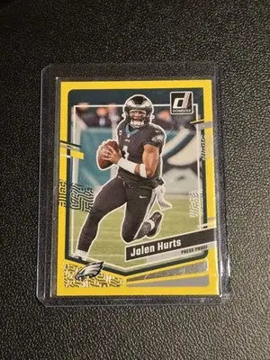 Jalen Hurts football card 2023 Donruss Press Proof Yellow collectible featuring Hurts Press