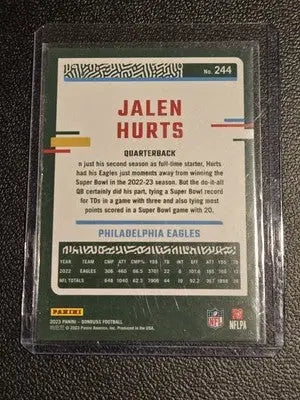 Jalen Hurts football card in 2023 Donruss Press Proof Yellow set for collection