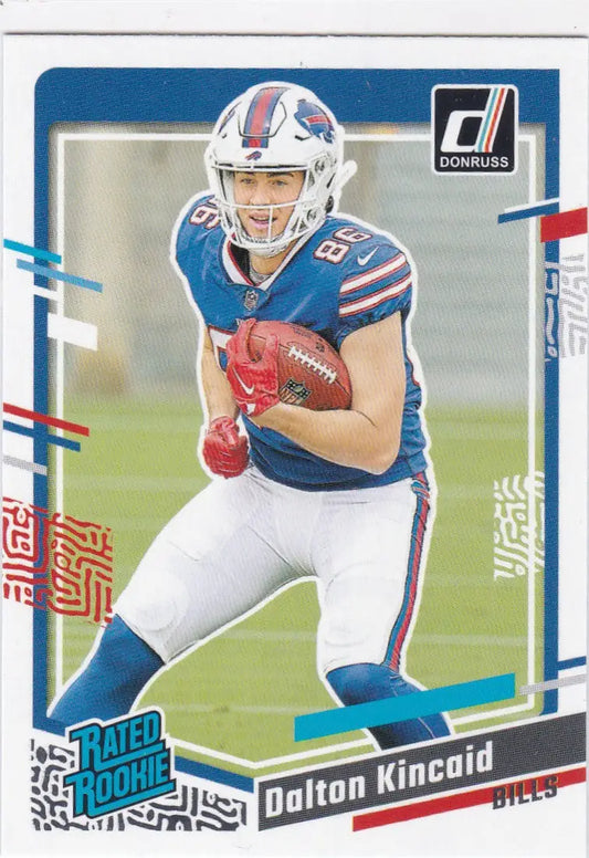Dalton Kincaid Rated Rookie RC Buffalo football card from 2023 Donruss collection