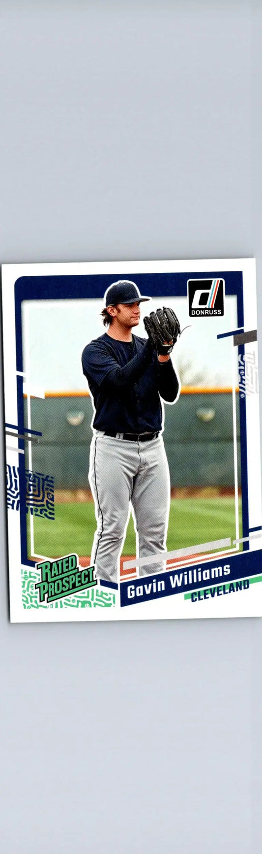 Gavin Williams 2023 Donruss baseball card showing player portrait and team logo