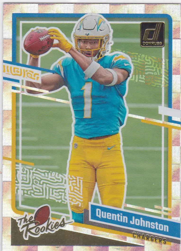 Football trading card of Quentin Johnston rookie Los Angeles Chargers player