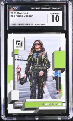 Signed graded Hailie Deegan trading card from 2023 Donruss Hailie Deegan series