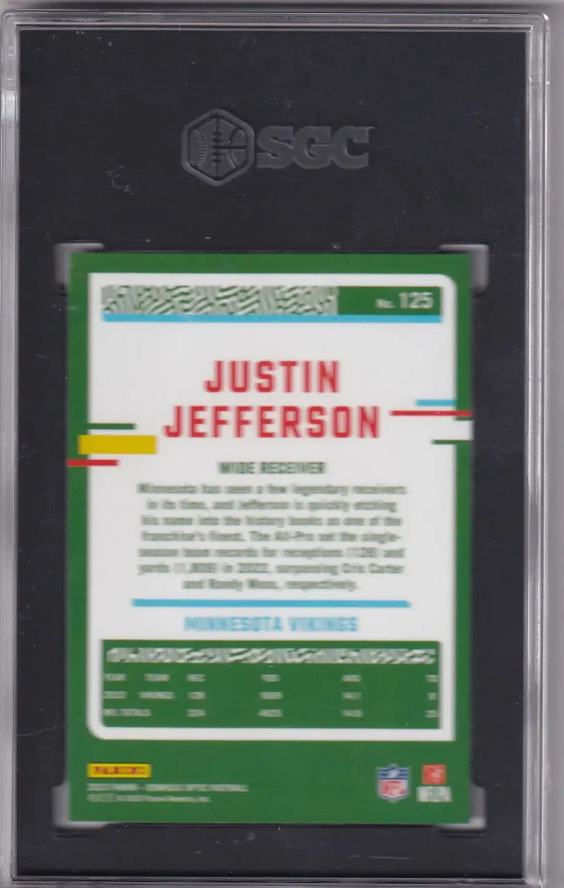 Graded Justin Jefferson football card SGC 9.5 from 2023 Donruss Optic series