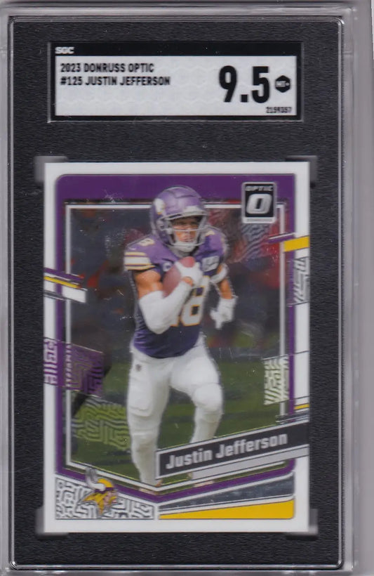 Graded Justin Jefferson football card SGC 9.5 from Donruss Optic series featuring Justin Jefferson