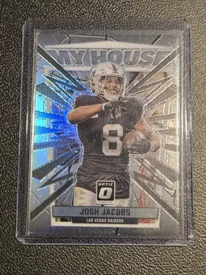 Josh Jacobs football card from 2023 Donruss Optic My House collection featuring Las Vegas Raiders