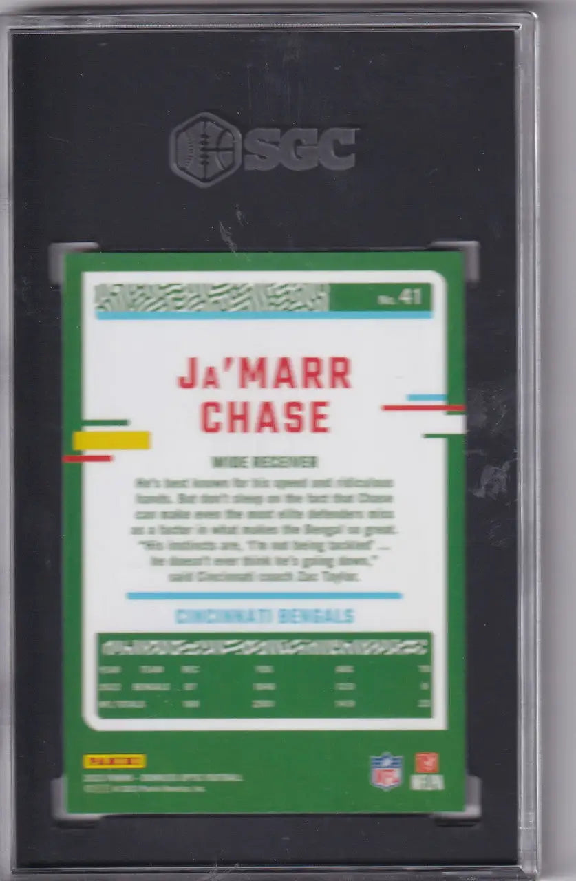 Graded Ja’Marr Chase football card 2023 Donruss Optic SGC 10 Cincinnati Bengals