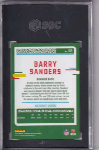 SGC graded Barry Sanders football card from Donruss Optic series featuring Barry Sanders