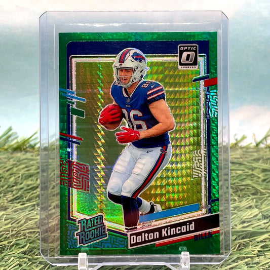 Dalton Kincaid rookie card from 2023 Donruss Optic Green Hyper #211 Bills