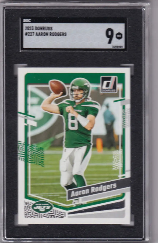 2023 Donruss SGC 9 Aaron Rodgers New York Jets football card alt text