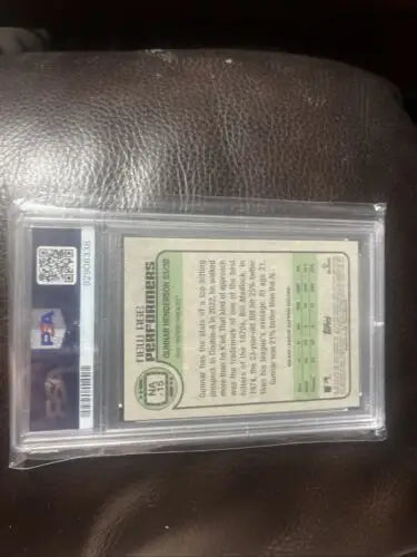 Graded baseball card of Gunnar Henderson Topps Heritage New Age Performers PSA 9