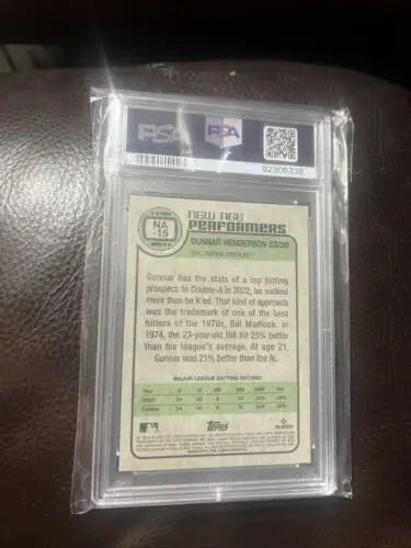Graded Gunnar Henderson Topps Heritage card 2023 New Age Performers PSA 9 collectible