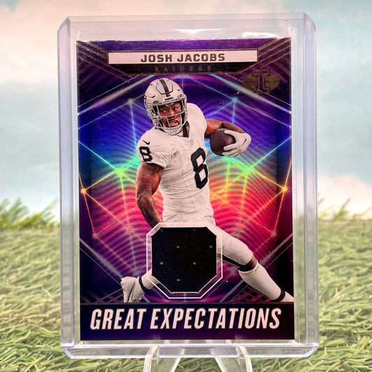 Josh Jacobs 2023 Illusions sports trading card featuring Great Expectations Relic