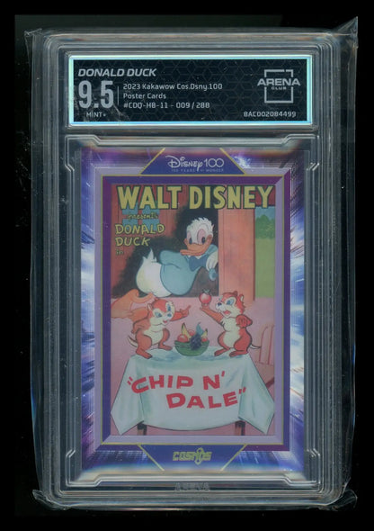Graded trading card featuring Donald Duck and Chip ’n’ Dale from 2023 Kakawow Disney collection