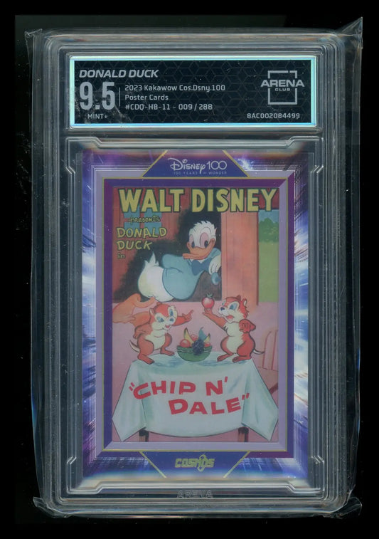 Graded trading card featuring Donald Duck and Chip ’n’ Dale from 2023 Kakawow Disney collection
