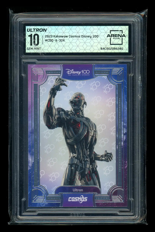 A graded Ultron trading card from the Kakawow Cosmos Disney collection in Arena Club 10