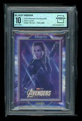 GEM MINT 10 graded Black Widow poster cards from 2023 Kakawow Disney 100 collection